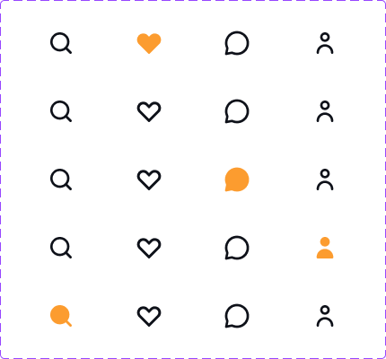 Grid de iconos de barra principal